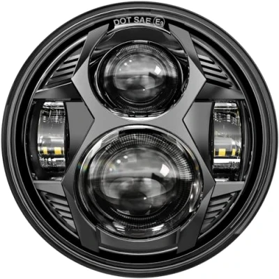 Image of 5.75 Inch Round Led Headlight 51W 5 3/4&quot; Compatible with Harley Dyna Sportster Iron 883 Street Rod Bob Softail Deuce Custom Super Wide Glide Motorcycle, Black