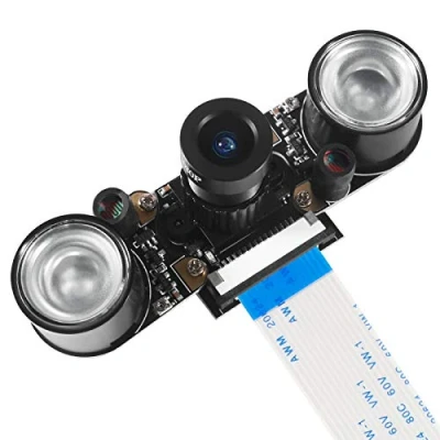Image of Dealikee for Raspberry pi 4 Camera Day &amp; Night Vision Adjustable Focus Module 5MP OV5647 Sensor Webcam Video 1080p with 2 Infrared IR LED Light HD 3 B+/3B/2B/4B