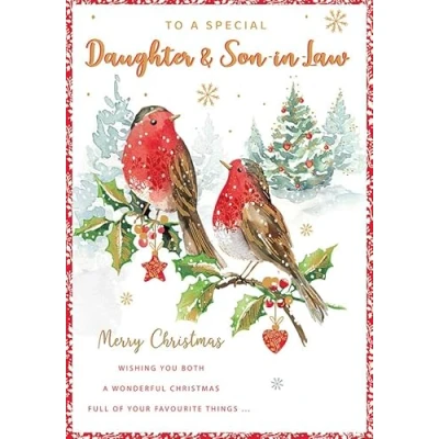 Image of Regal Publishing Christmas Card To a Special Daughter &amp; Son In Law Branch Robins 9 x 6 inches
