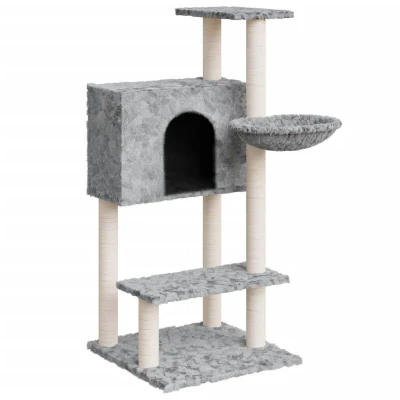 Image of vidaXL Cat Tree with Sisal Scratching Posts Light Grey 108.5 cm