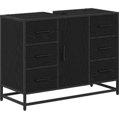 Image of vidaXL Bathroom Sink Cabinet Black oak 80 x 33 60 cm Engineered wood