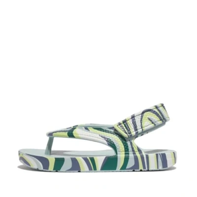 Image of Fitflop iQUSHION Kids Toddler Swirly Ergonomic FLIP Flops Sandal, Blue, 10 UK Child