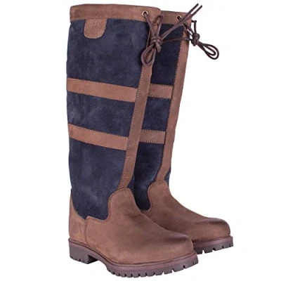 Image of Tullymore III Unisex Leather Country &amp; Equestrian Riding Boots Navy