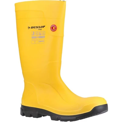 Image of Dunlop Purofort Fieldpro Full Safety Wellington Boot Yellow UK 13 EU 48