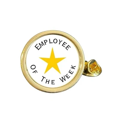 Image of Employee Of The Week Gold Plated Domed Lapel Pin Badge in Gift Bag