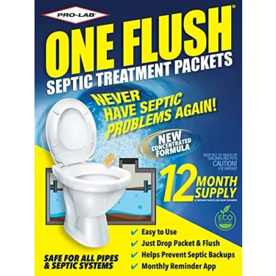 Image of Septic Tank Treatment 1 Year Supply of Dissolvable Packets Use Enzymes Monthly to Prevent Expensive System Backups