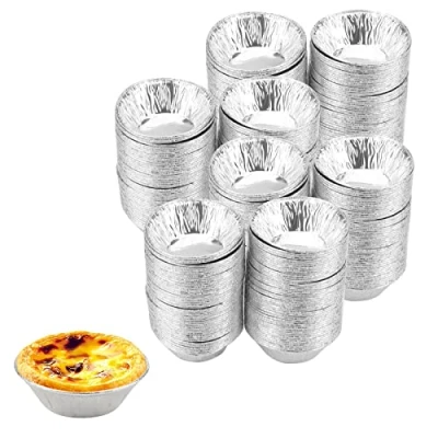 Image of JAPCHET 400 PCS Foil Tart Cases, Egg Mince Pie Cases for Baking Pie, Bun, Tart, Pudding