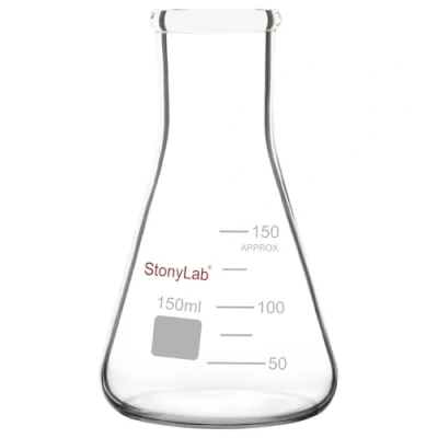 Image of stonylab 1 Pack Glass 150 ml Heavy Wall Narrow Mouth Erlenmeyer Flasks with Duty Rim