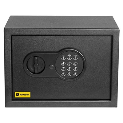 Image of Homesafe HV25E Electronic Safe, Security Safe Box 25x35x25cm (HxWxD) for Home, Office, Hotel Business, Cash Money, Document, Jewelry, Storage 19.7L, Carbon Satin Black