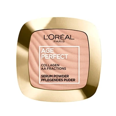 Image of L&#039;Oréal Paris Pari Nourishing Powder for Mature Skin, a Silky Radiant Complexion, Age Perfect Compact Powder, No. 03 Medium to Dark, 1 x 9 g