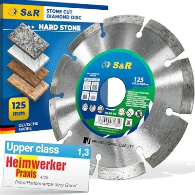 Image of S&amp;R Diamond cutting Disc 125 x 22,2 10 mm, laser welded Saw Blade for granite, natural stone, marble, masonry. Professional quality
