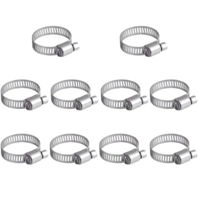 Image of 10Pcs Hose Clips 16 25mm Jubilee Adjustable 304 Stainless Steel Clamps Worm Drive Pipes