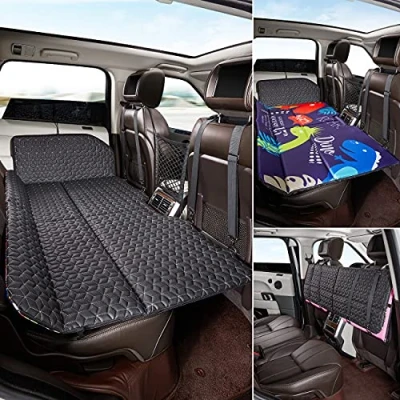 Image of ABE Non Inflatable Car Mattress,Double Sided Folding Bed Mattress SUV,Portable SUV Mattress, Camping Back Seat,Car Travel for Sleeping(Dinosaur World)