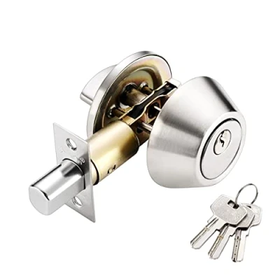 Image of Qrity Home Door Single Cylinder Security Lock/Deadbolt, Brass + Stainless Steel, Re Key to Lock The