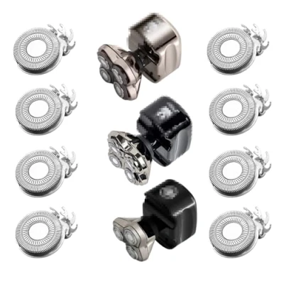Image of VRMETA 8 PCS Shaver Head Replacement Blades for Skull Pitbull Gold Pro Blade, Heads Platinum (8 Silvery)