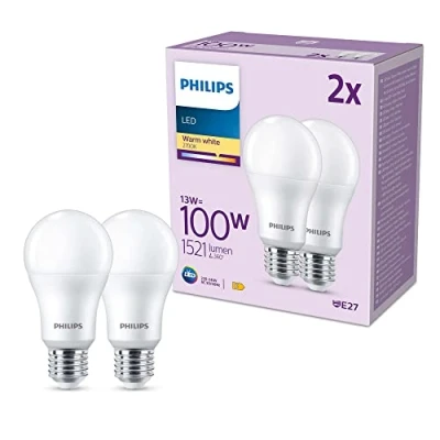 Image of PHILIPS LED Frosted A67 Light Bulb 2 Pack [Warm White 2700K E27 Edison Screw] 100W, Non Dimmable. for Home Indoor Lighting