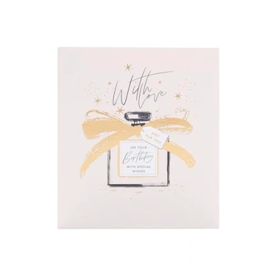 Image of UK Greetings Birthday Card for Her/Friend Gold Perfume Design