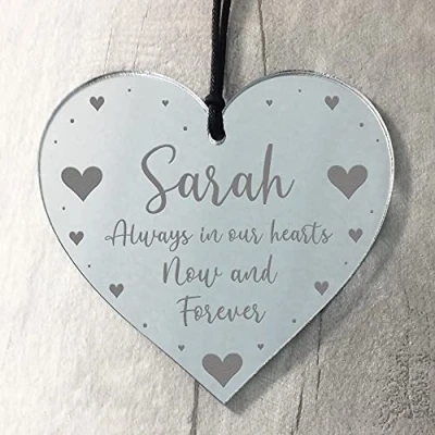 Image of RED OCEAN Personalised Memorial Mirror Bauble Gift For Lost Loved One Friend Family Christmas Decoration Gifts