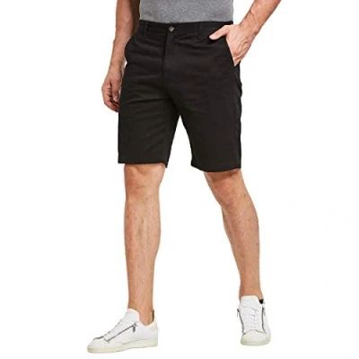Image of JustSun Mens Casual Chino Shorts Classic Summer Work Black 32W
