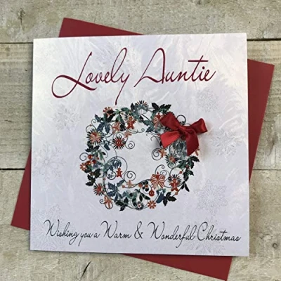Image of White Cotton Cards Lovely Auntie Handmade Christmas Card (Reef, Code cb12)