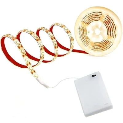 Image of Mixtooltoys Battery Powered Strip Lights LED Flexible Strips Rope Light Decoration for Kitchen Cupboard SMD 5050 Ribbon Tape Super Bright 5V(100cm/3.3ft, Warm White)
