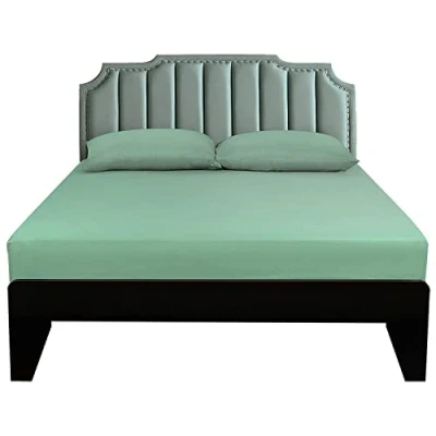 Image of Lirex Fitted Sheet, Single Size 100% Cotton 300 Thread Count Soft Breathable Light Green