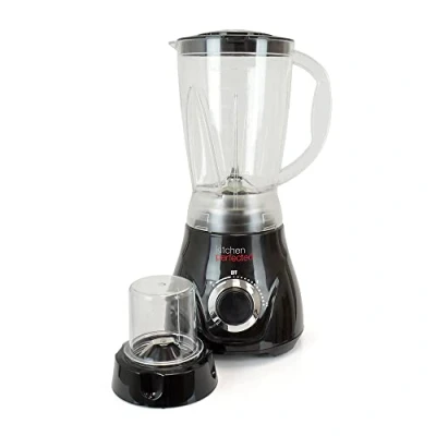 Image of KitchenPerfected 500w 1.5Ltr Table Blender with Mill 2 Speed Settings Pulse Setting Separate Grinder Attachment Plastic Jug Black E5014BK