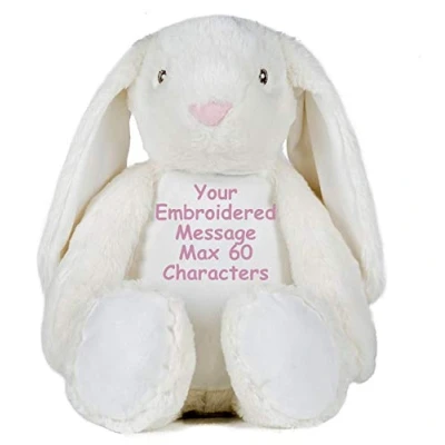 Image of Mumbles Personalised Teddy Bear Bunny Rabbit Newborn, Baby Shower, Flower Girl, Bridesmaid, Pageboy, Wedding,1st Birthday, Memory Christening Gift Keepsake Large 45 cm EASY TO CUSTOMIZE