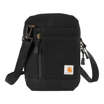 Image of Carhartt Unisex&#039;s Nylon Duck, Water Resistant Wallet with Adjustable Crossbody Strap, Black, One Size