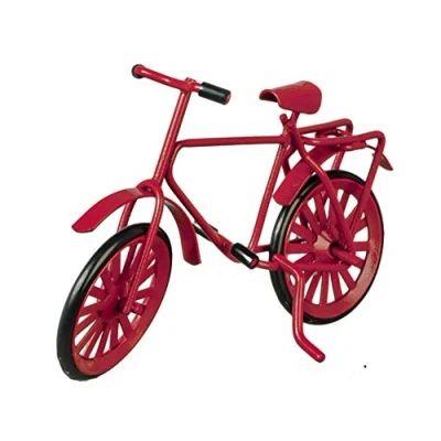 Image of Dolls House Red Metal Bicycle Bike Miniature 1:12 Scale Garden Accessory Small