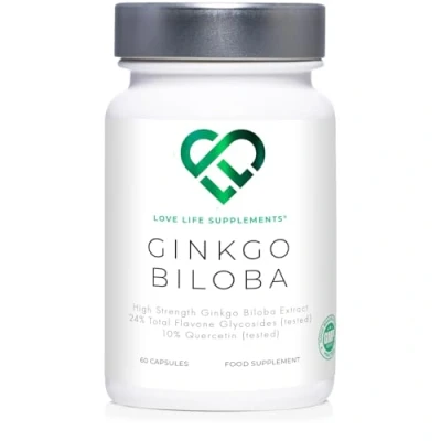 Image of Ginkgo Biloba Capsules High Strength 15,000mg 50:1 Extract (from Leaves) 60 Servings 24% Flavone Glycosides (3rd Party Tested) Pure (No Fillers) Love Life Supplements