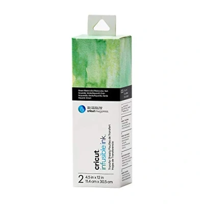 Image of Cricut Infusible Ink Transfer 2 Sheets 11.4cm x 30.5cm (4.5&quot; 12&quot;) Green Watercolour Ideal for use Mug Press
