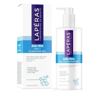 Image of Lapéras Aha Bha Daily Face Cleansing Gel for Blemish and Acne Prone Skin, Purificante Cleaner Blackhead Remover Clogged Pore Control Makeup Remover, 400 ml