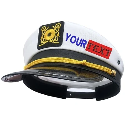 Image of haoduanduan Custom Embroidered Text &amp; Name Yacht Captain Hat for Men Women Adjustable Sailor Halloween,Christmas Day Party