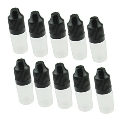 Image of Pxyelec 5 ml Empty Plastic Dropper Bottles Clear Vials Eye Liquid Childproof 10PCS Black Cap