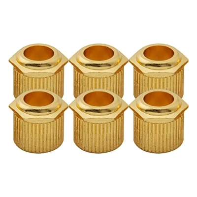 Image of Musiclily Ultra Solid Brass 1/4 Inch To 10mm Vintage Modern Sized Hex Guitar Tuner Conversion Bushings Tuning Pegs Adapter Ferrules, Gold (Set of 6)