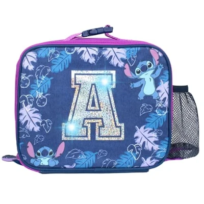 Image of Disney Stitch Personalised Children’s Lunch Bag Insulated Nursery for Girls School Purple