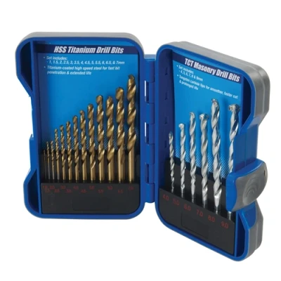 Image of Silverline Titanium Coated HSS &amp; Masonry Drill Bit Set 19pce 1 9mm