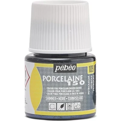 Image of Pebeo 24109 Porcelaine 150 China Paint 45 Milliliter Bottle, Shimmer Petroleum, Blue