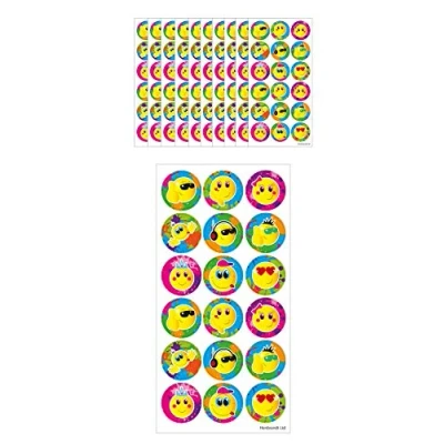 Image of HENBRANDT Large Yellow Smile Face Stickers 180 Assorted Funny Boys Girls Teachers School Reward Party Favours Scrapbook