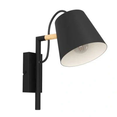 Image of EGLO Lacey wall light. Width 13.5 cm, steel