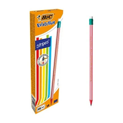 Image of BIC Evolution 646 HB Pencil with Eraser (Pack of 12 In Assorted Colours