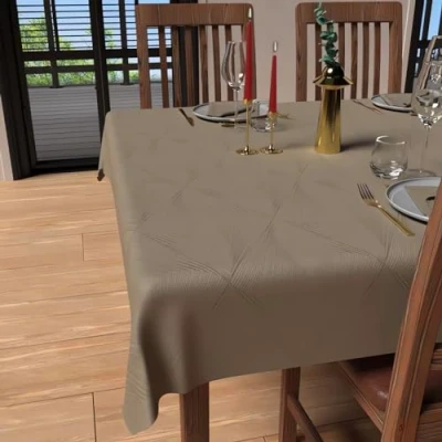 Image of Soleil d&#039;ochre Square Anti Stain Tablecloth 180 x cm Luxury Champagne