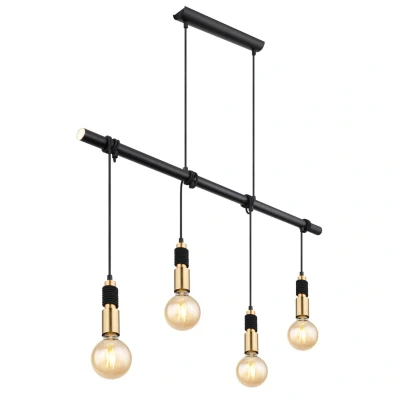 Image of Alexius Bar Pendant Ceiling Light Matt Black 4x E27