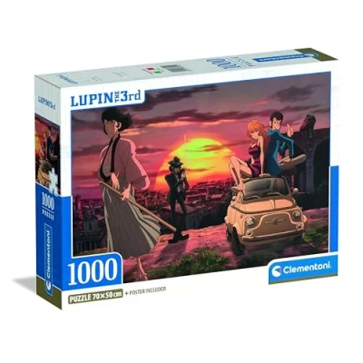 Image of Clementoni Anime Puzzle 1000 Pieces for Adults and Teenagers, Lupin 3 Illustration with Poster Included, Special Series, Gift Idea, Men, Made in Italy, 50 x 70 cm, 37054