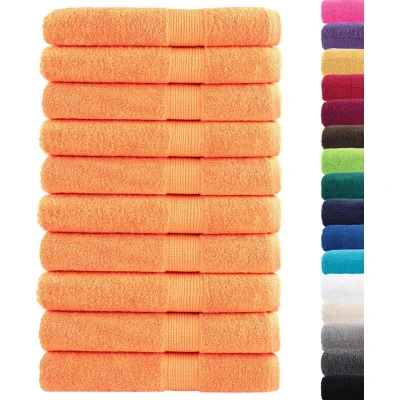 Image of vidaXL Premium Sauna Towels SOLUND 10 pcs Orange 80x200 cm 600 gsm