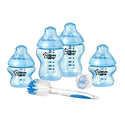 Image of Tommee Tippee Closer to Nature® Newborn Baby Bottle Starter Set, Breast Like Teats with Anti Colic Valve, Blue