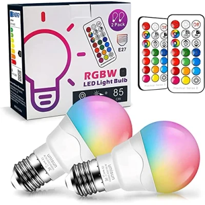 Image of Unisun Colour Changing Light Bulb(Equivalent to 40W),RGB LED E27 Bulb with Remote Control, Dimmable Edison Screw Coloured Bulb, Night for Home Bar Party KTV Mood Ambiance
