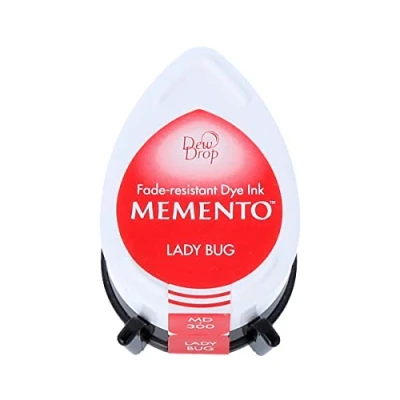 Image of Tsukineko Memento Dew Drop Ink Pads for Stamping Red, Lady Bug Small Translucent Waterproof, Archival Embossing