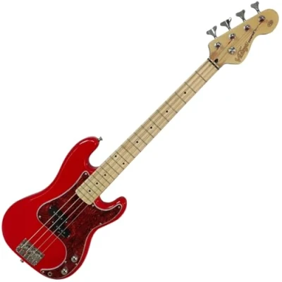Image of VINTAGE V30 COASTER SERIES 7/8 BASS GUITAR GLOSS RED
